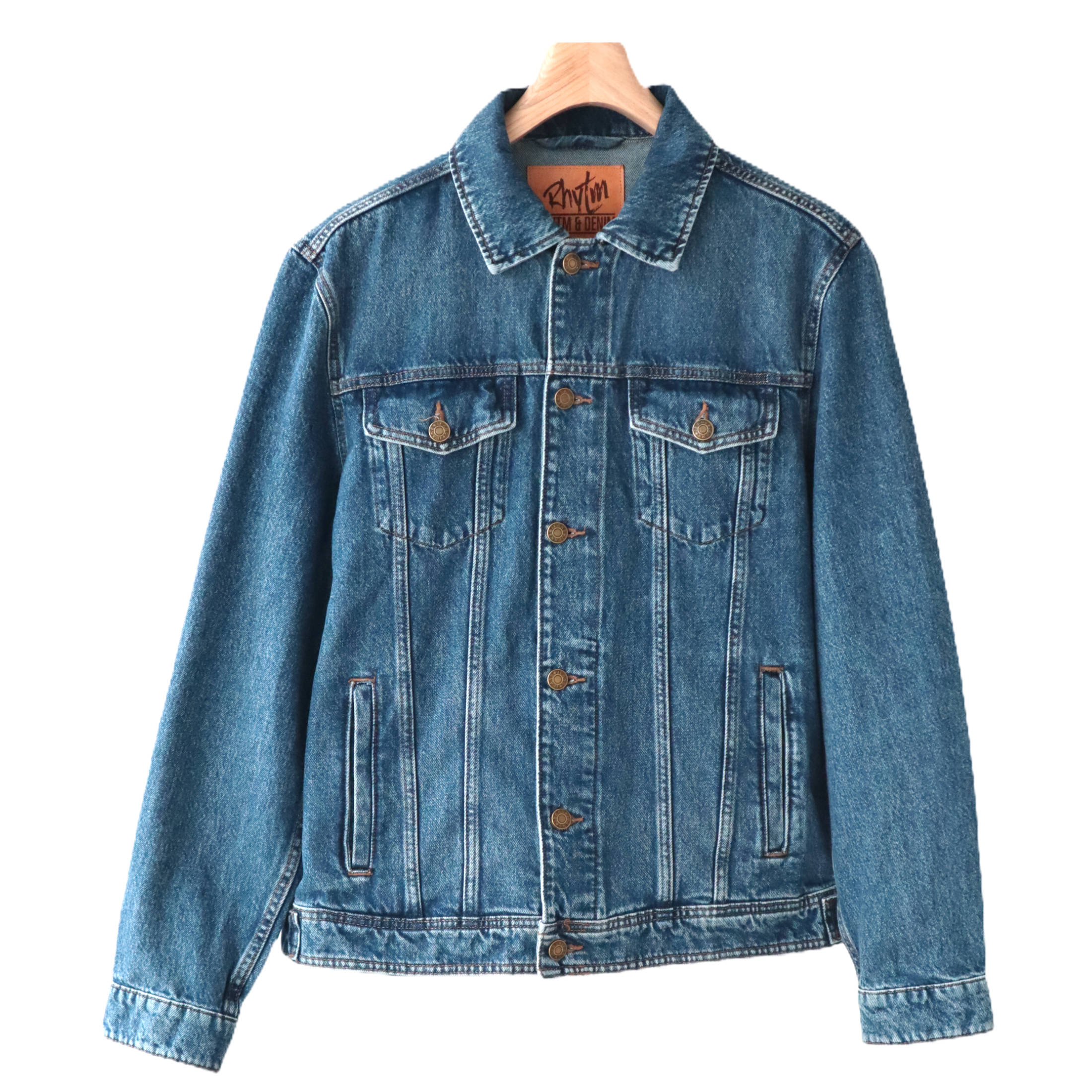 Jacket Rhytm & Denim + your design dark blue, front